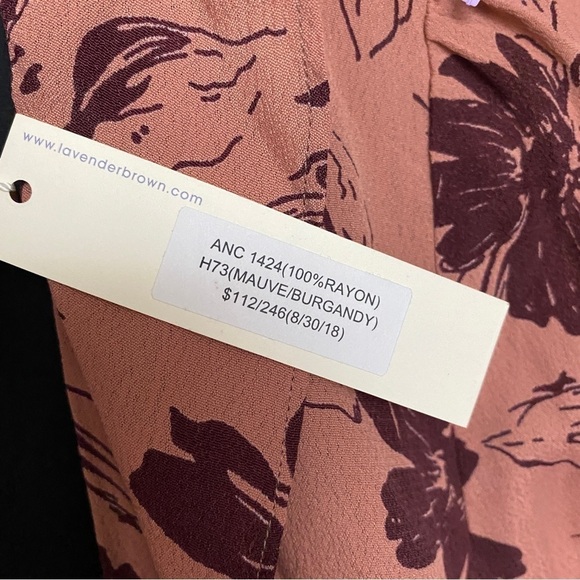 NWT Wrap Dress Small  Pink Floral by Lavender Brown Rayon - Picture 7 of 10